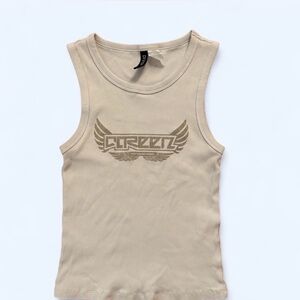 H&M White Graphic Tank Top